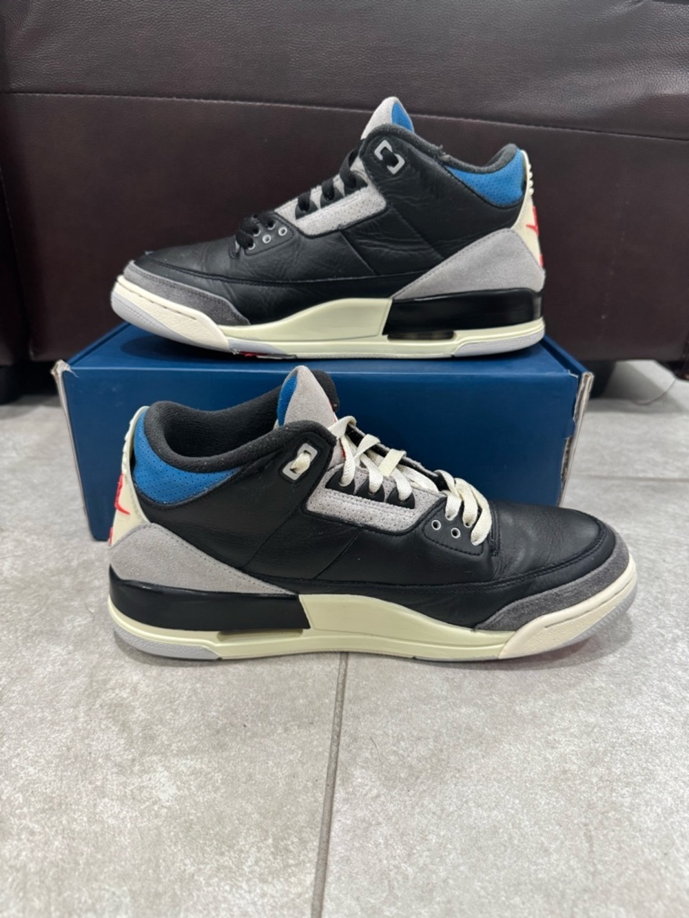 Size 10-Nike Air Jordan 3 Retro OG Shoes Black Chile Red Gray IB8967-004 - Picture 2 of 9
